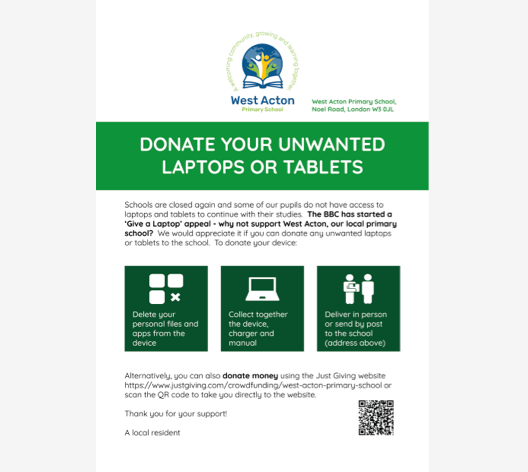 flyer for give a laptop appeal